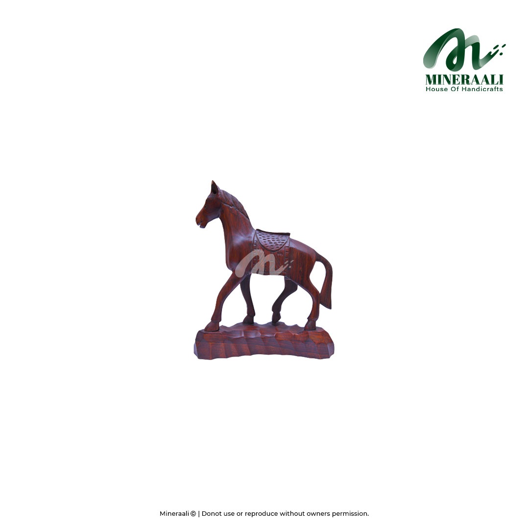 Mineraali | Hand Crafted Wooden Horse With Saddle