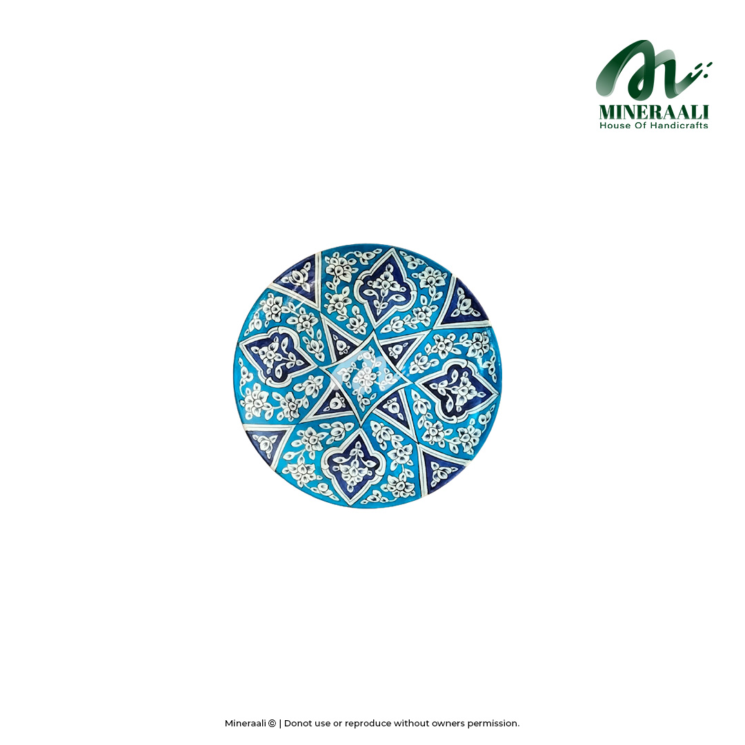 Mineraali | Hand Painted Pottery Multi Pattern Blue Plate