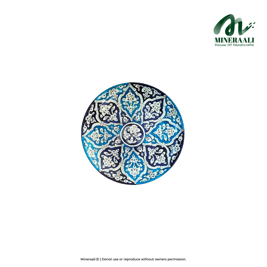 Mineraali | Hand Painted Pottery Spiral Blue Pattern Plate